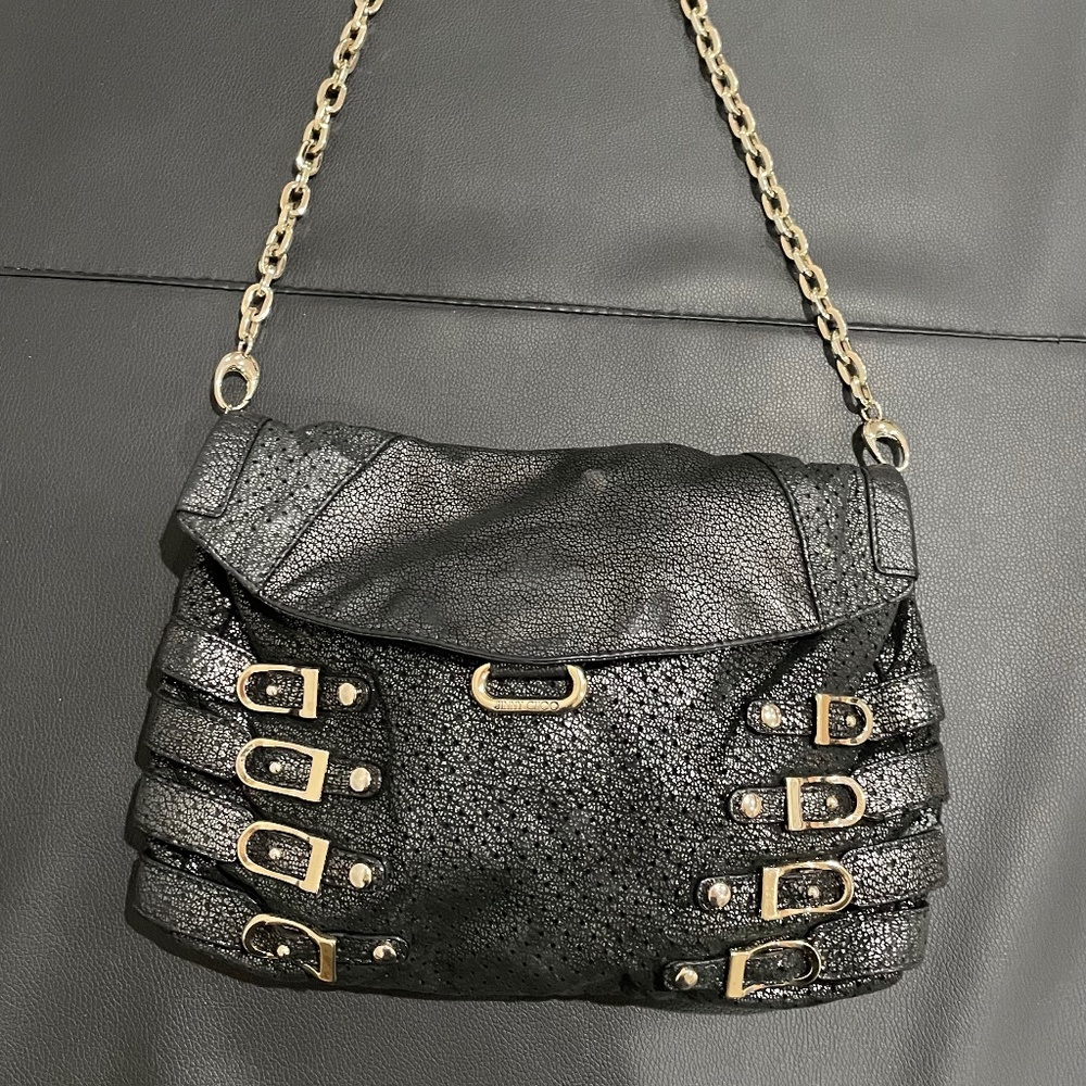 Jimmy Choo Small Blythe Black Leather Shoulder Bag - Picture 5 of 14